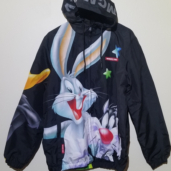 Members Only Jackets \u0026 Coats | New Looney Tunes Members Only Windbreaker Men's Size M | Color: Black/Gray | Size: M | Msoria28's Closet